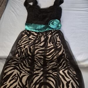 Elegant Kids Dress with Black and Teal Accents